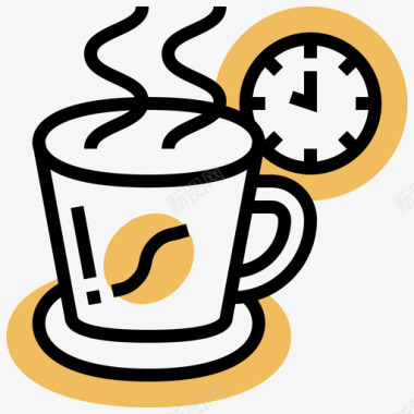 咖啡休息时间商务必备11黄色阴影图标图标