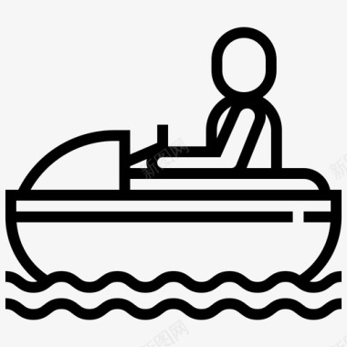 摩托艇水上公园20直线型图标图标