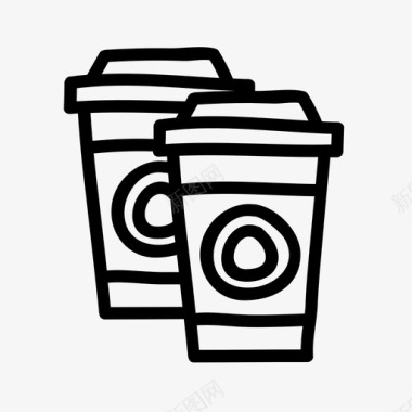 两个高杯子外卖咖啡杯子图标图标