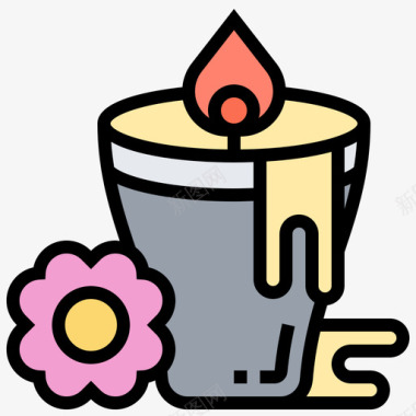 蜡烛spa元素7线性颜色图标图标