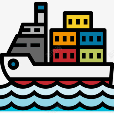 矢量货船货船运输122线型颜色图标图标