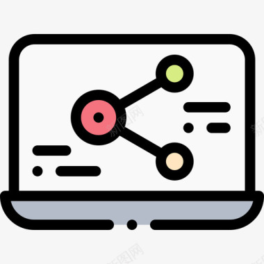 电脑和媒体笔记本电脑媒体技术18线性彩色图标图标