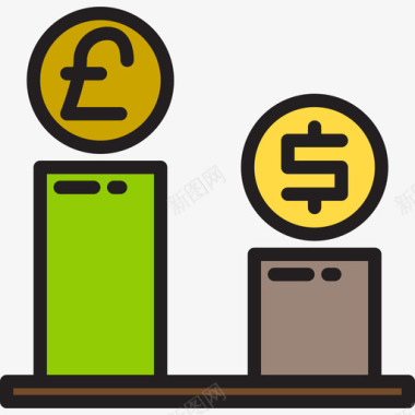 矢量坐标标识交换货币基金2线性颜色图标图标