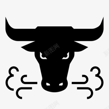 强壮的牛牛头愤怒牛图标图标