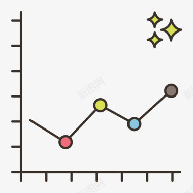 矢量数据分析图标线图数据分析12线颜色图标图标