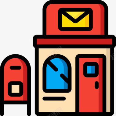 设施邮局便利设施6线性颜色图标图标