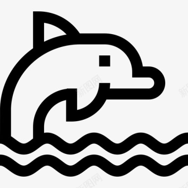 海豚海豚夏季74直线型图标图标