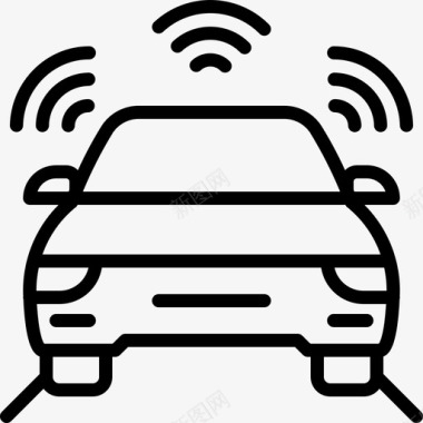 汽车存放标志自动驾驶汽车汽车传感器无人驾驶图标图标