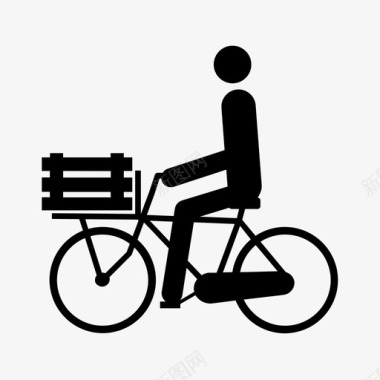 自行车运送黑色板条箱移动物品木材图标图标