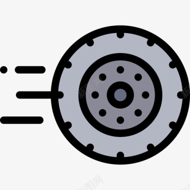 轮胎标志轮胎驾校线性颜色图标图标