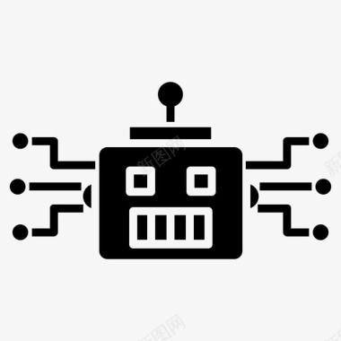 分开的机器人机器人机器人9实心图标图标