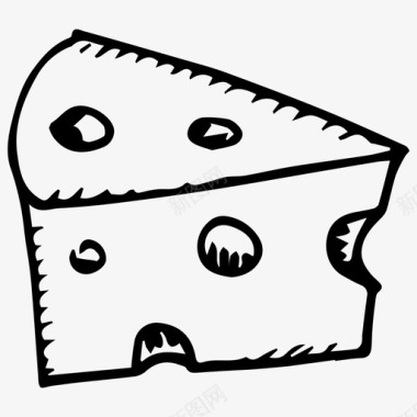 奶酪食物素描图标图标