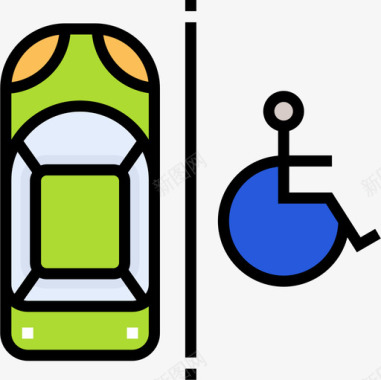 残疾日残疾停车19线性颜色图标图标