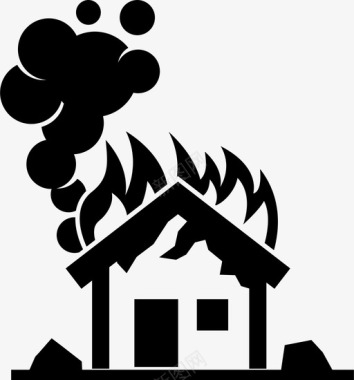 着火的房子火灾烟雾图标图标