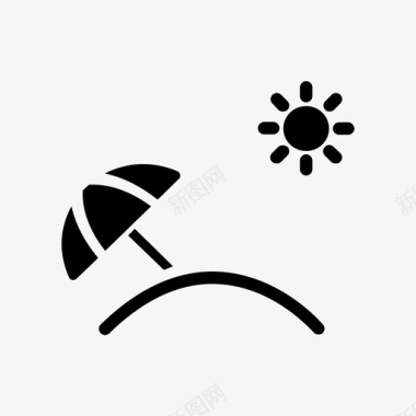 伞太阳海滩雕文图标图标