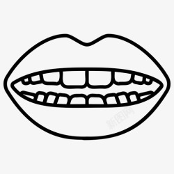 矢量图标集合嘴咬舌头嘴唇补丁集合线标集图标高清图片