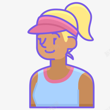 网球运动员女阿凡达线性颜色图标图标
