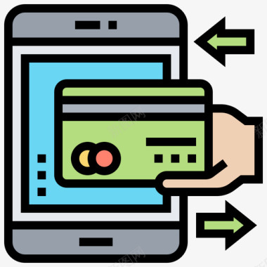 木质数字6移动支付数字银行6线颜色图标图标