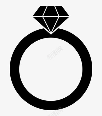 婚礼花环戒指钻石订婚图标图标