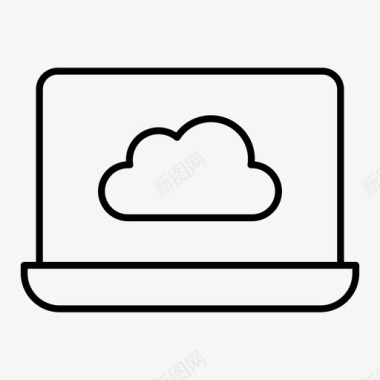 电脑数据矢量云数据库笔记本电脑图标图标