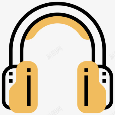 耳机音乐和多媒体5黄色阴影图标图标