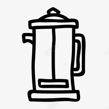 法式印刷机咖啡机手工咖啡机图标图标
