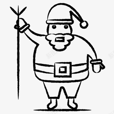 冬天小草圣诞老人冬天圣诞涂鸦图标图标