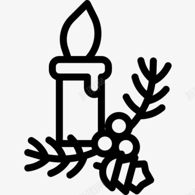 圣诞花环蜡烛蜡烛圣诞192直线型图标图标