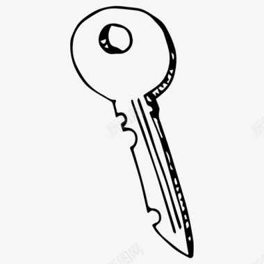 手绘钥匙锁密码图标图标