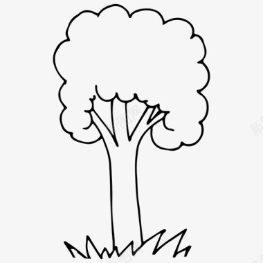 黑白手绘树木树森林手绘图标图标