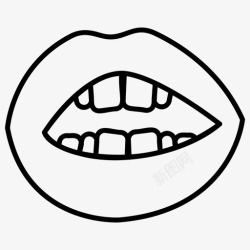 矢量图标集合嘴张开嘴集合嘴唇补丁集合线标图标高清图片