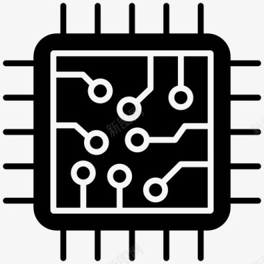 现代科技微处理器计算机芯片集成电路图标图标