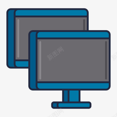 共结连理显示器共工作空间7线性颜色图标图标