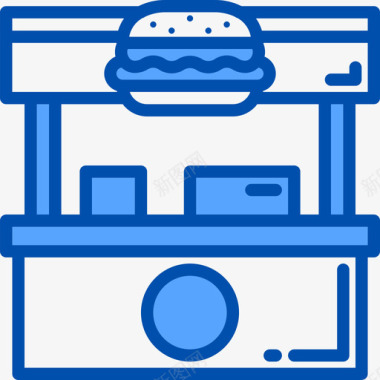 小吃摊街头食品2蓝色图标图标