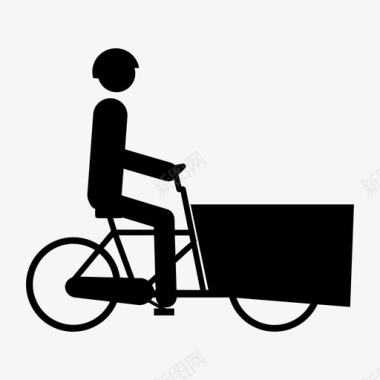安全第一带头盔的黑色载货自行车自行车运送安全第一图标图标
