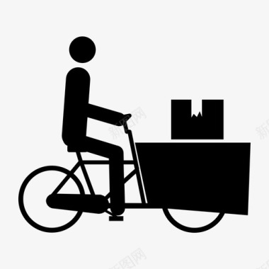 黑色载货自行车单包装转向带胶带图标图标