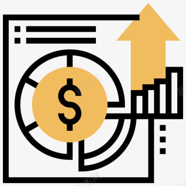 黄色放射形图饼图投资黄色阴影图标图标