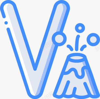字母V语音4蓝色图标图标