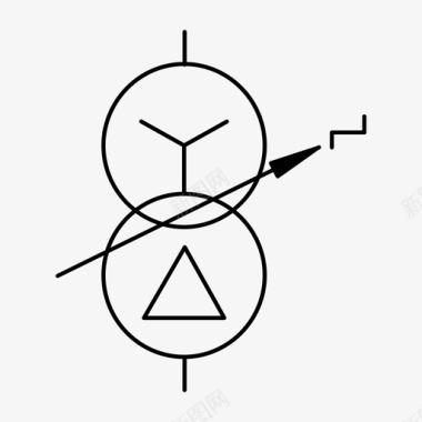 四等分双绕组变压器（具有分接开关）图标