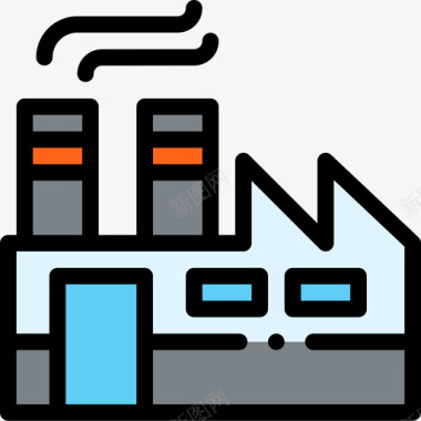 工厂质量工厂城市生活39线性颜色图标图标
