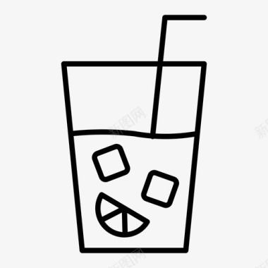 柠檬水冷饮玻璃杯图标图标