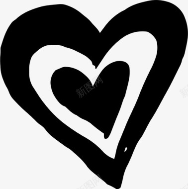 手绘情人节标签双心形爱情浪漫图标图标