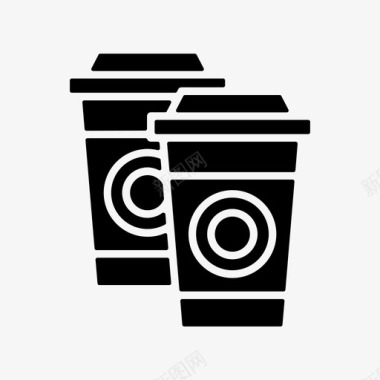 两杯咖啡外卖咖啡固体图标图标