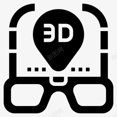 3d眼镜音乐和多媒体7字形图标图标