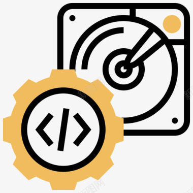 仿真硬盘图标硬盘编程66黄色阴影图标图标