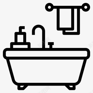 家居浴室浴缸家图标图标