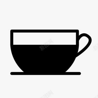 一杯咖啡配盘子咖啡因饮料图标图标