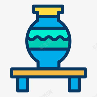 花瓶背景墙花瓶博物馆65线性颜色图标图标