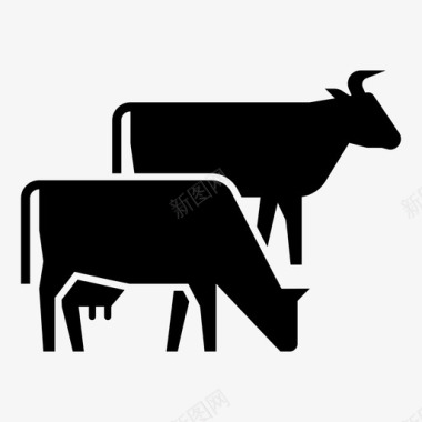 牛农场动物放牧图标图标