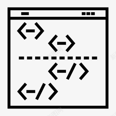 HTML代码图标_HTML代码icon_HTML代码矢量图标_88ICON